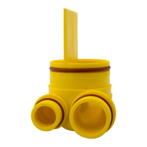 Durr yellow suction filter cover with 2 hose ports